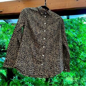 J Crew Leopard Animal Print Button Down Shirt Small NWT